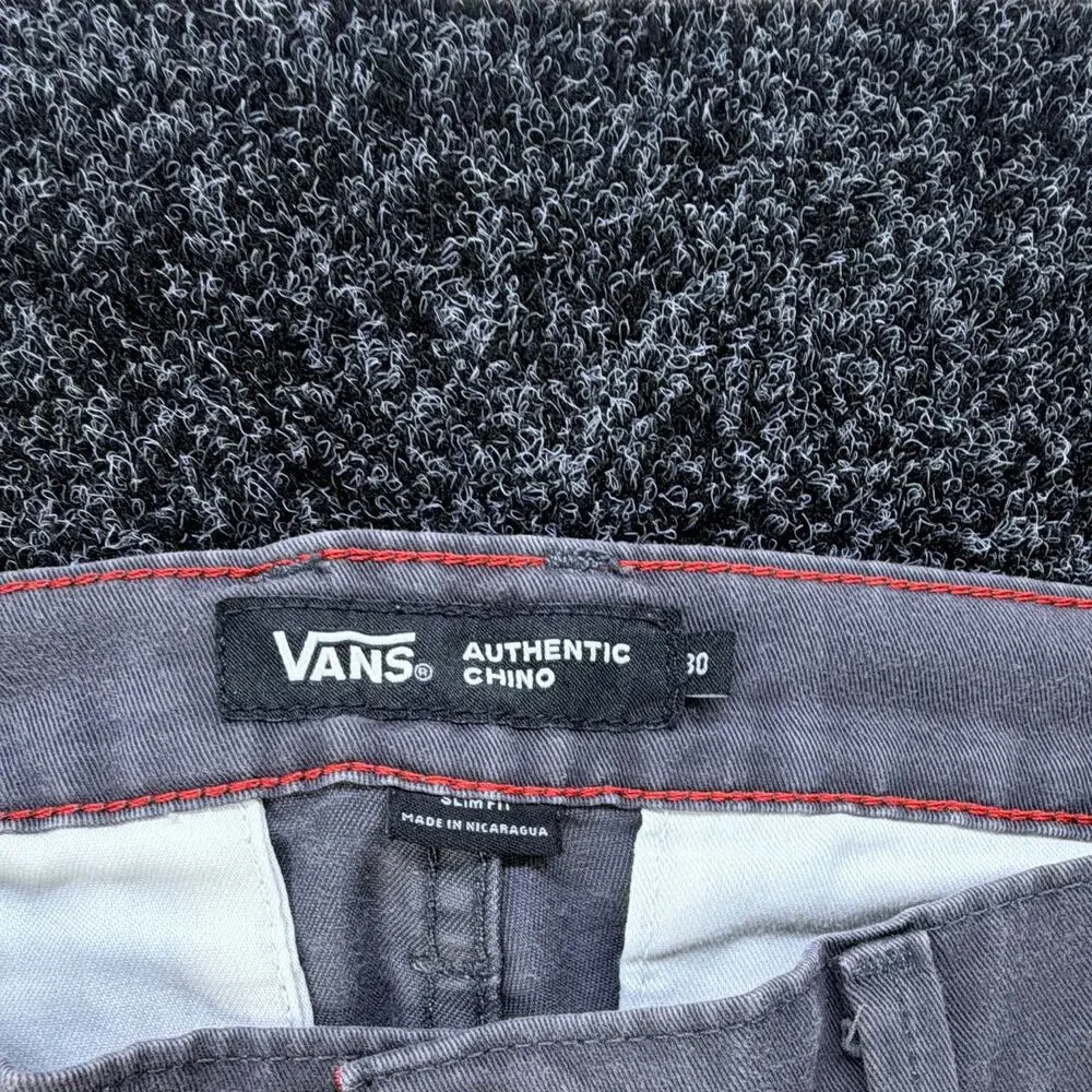 VANS Authentic Chino Men's Slim Tapered Pants Gray 30 Twill Stretch